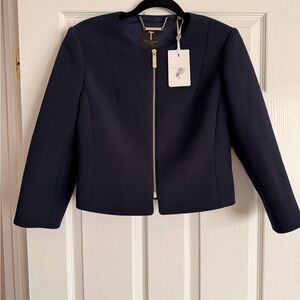 Ted Baker Navy Zip-Front Blazer